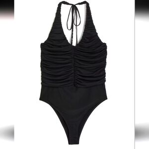 H&M Black Ruched Bodysuit